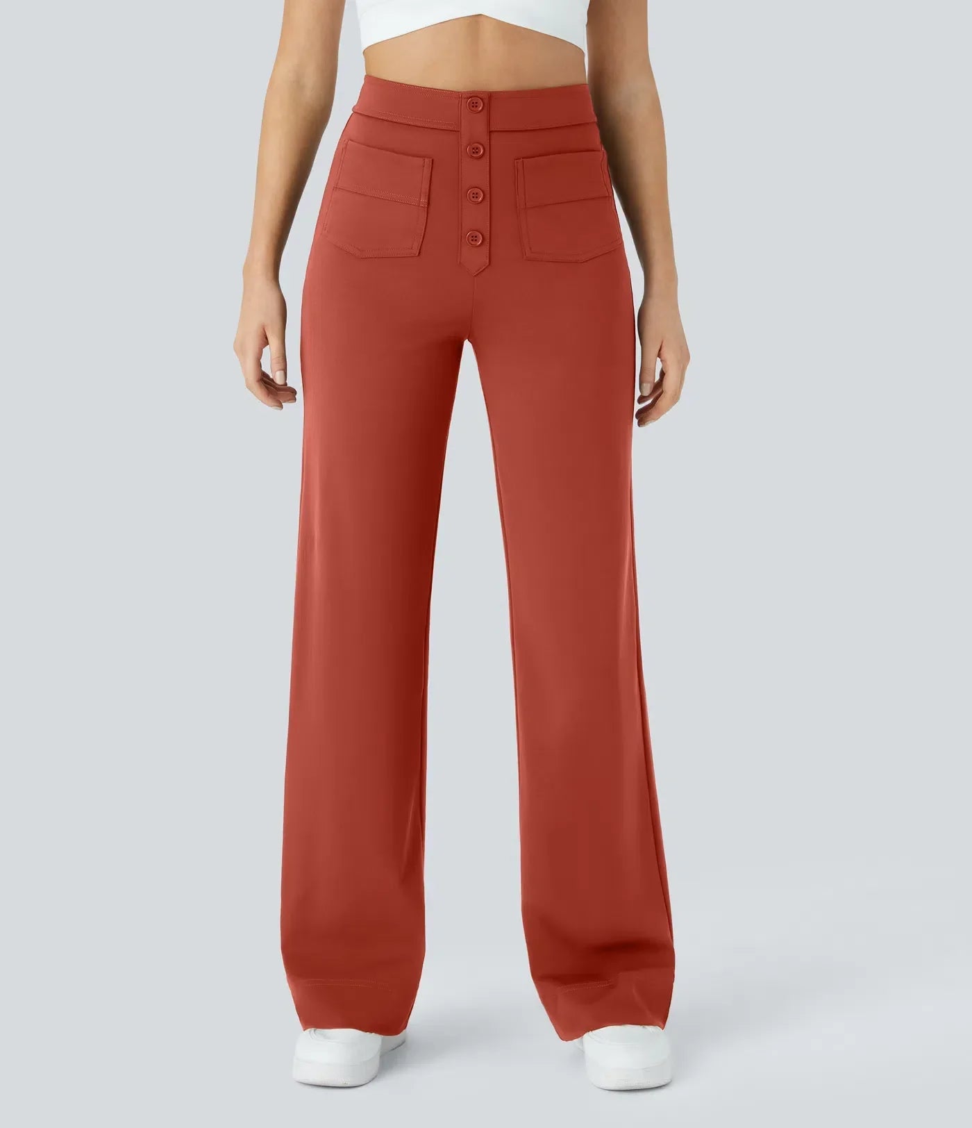 Pantalon décontracté à jambe droite et taille haute Suissmode™