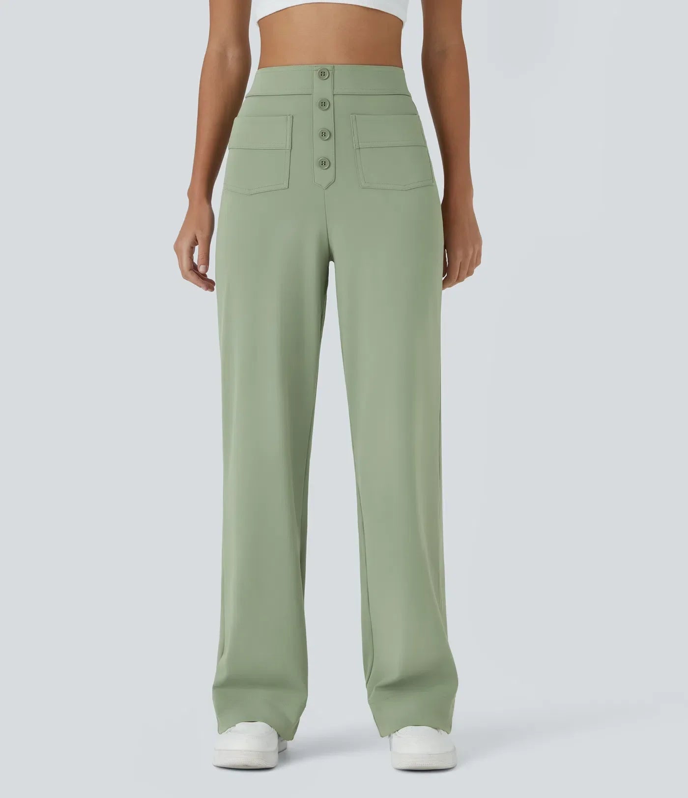 Pantalon décontracté à jambe droite et taille haute Suissmode™