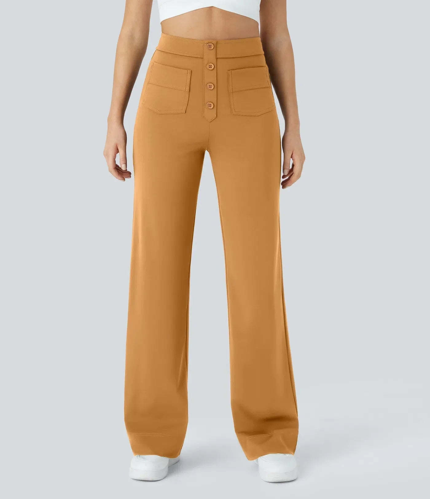 Pantalon décontracté à jambe droite et taille haute Suissmode™