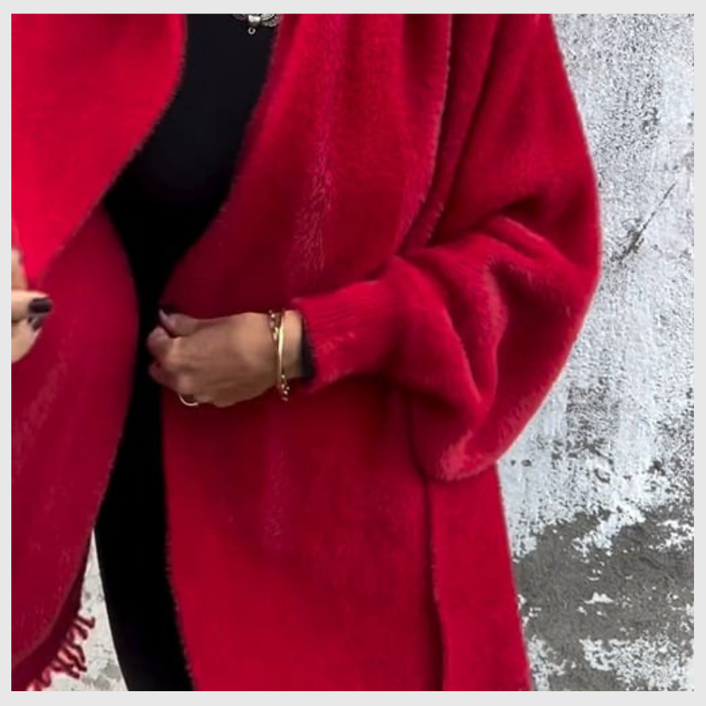 CosyÉtoile™ – Poncho Élégant à Pompons