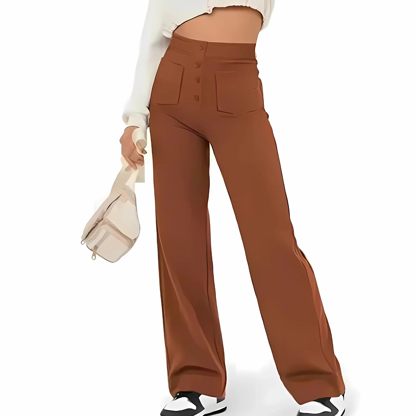 Pantalon décontracté à jambe droite et taille haute Suissmode™