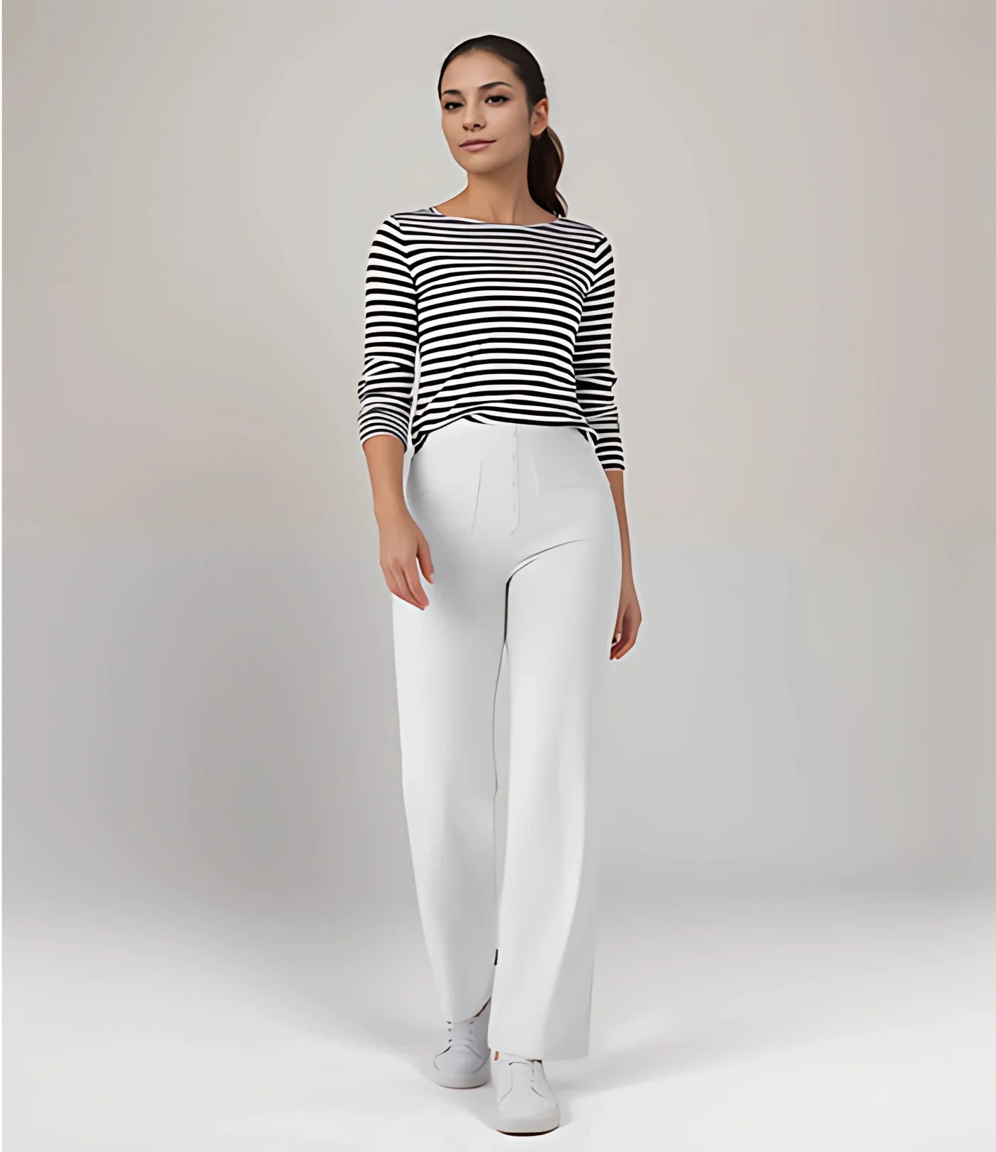 Pantalon décontracté à jambe droite et taille haute Suissmode™