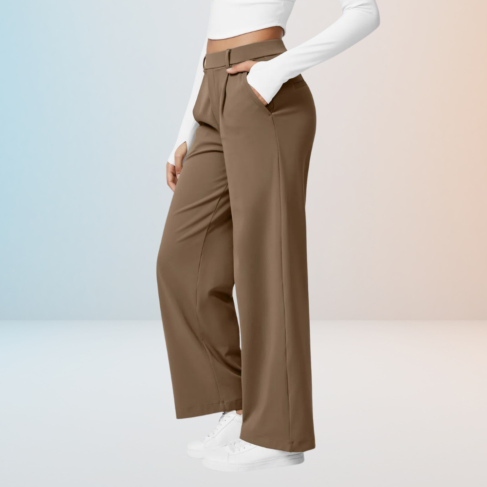 PureChic™ – Pantalon Taille Haute à Coupe Droite