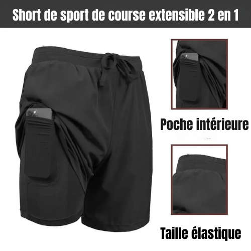 FlexMotion™ – Short Sport 2 en 1 Séchage Rapide avec Doublure Intégré