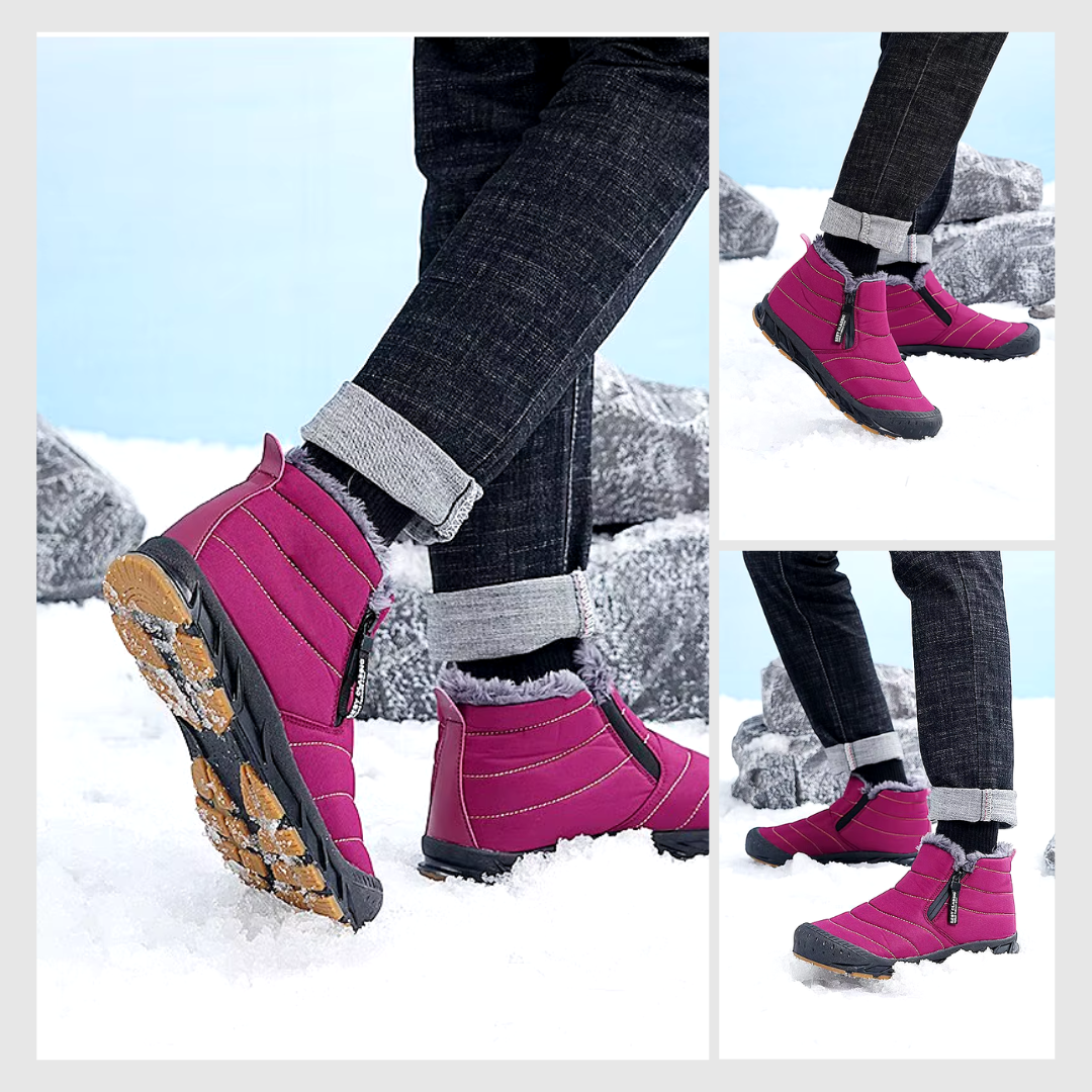 Bottes Homme Imperméables Hiver - Chaussures Montantes Doublées Chaudes - Fermeture éclair Latérale - Semelle Antidérapante - Pour Randonnée, Travail, Neige