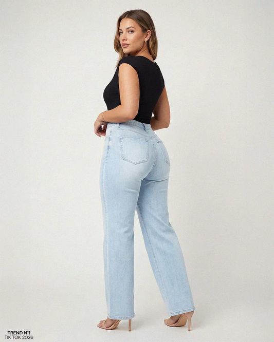 CourbeChic™ Jean Wide Leg Sculptant BBL — Taille Mi-Haute
