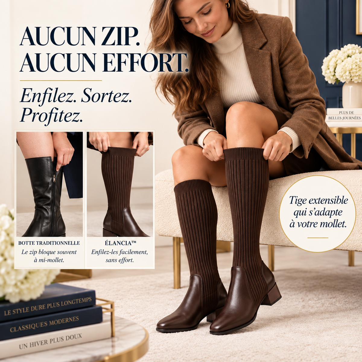 Élancia™-Bottes hautes extensibles pour mollets larges