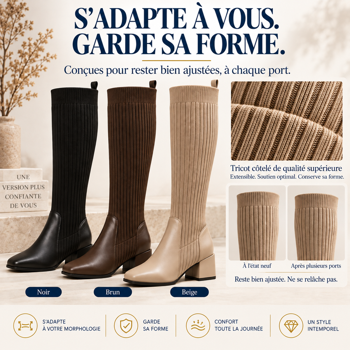 Élancia™-Bottes hautes extensibles pour mollets larges