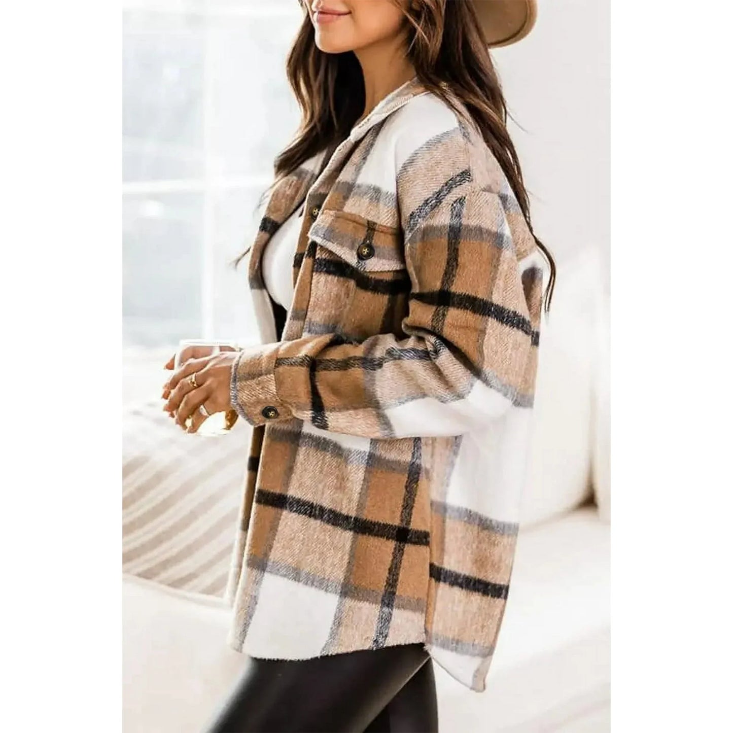 Plaid Élégance™ – Veste Shacket en Flanelle à Carreaux