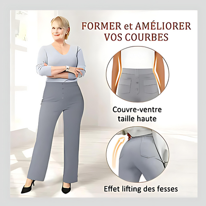 Pantalon décontracté à jambe droite et taille haute Suissmode™