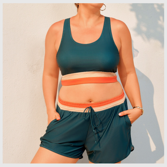 Ensemble haut de bikini sport à fermeture éclair