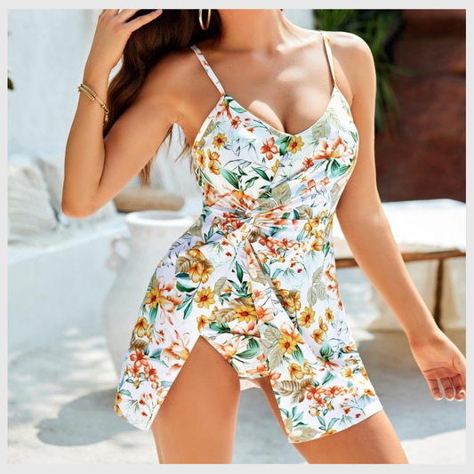 Maillot de Bain Une-Pièce à Encolure en V avec Effet Ventre Plat – Tenue de Plage Féminine