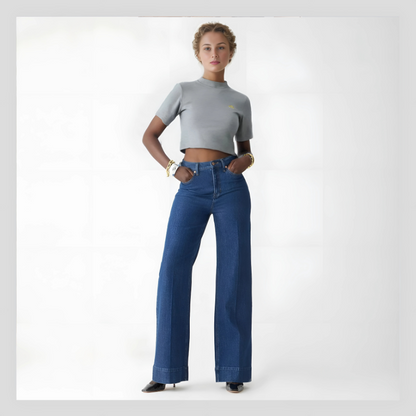 Pantalon en Denim Évasé Grande Taille