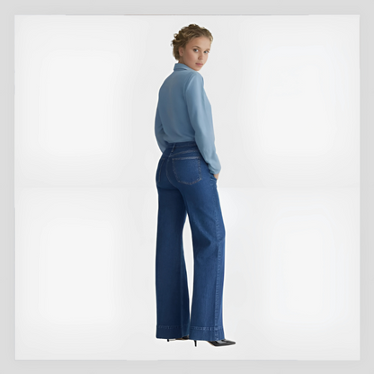 Pantalon en Denim Évasé Grande Taille