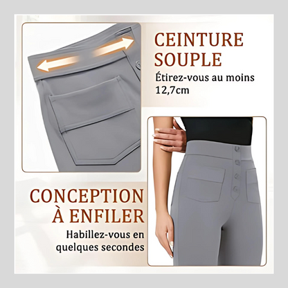 Pantalon décontracté à jambe droite et taille haute Suissmode™