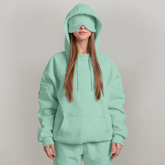 ZenVoyage™ – Sweat à capuche Chic avec masque pour les yeux de voyage