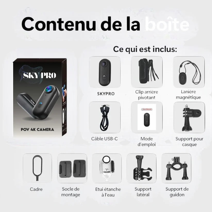 SKYPRO™ – Caméra POV 4K Mains Libres