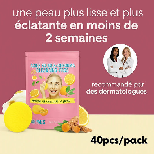 Pads Nettoyants Kojic & Curcuma – Éclat Naturel & Teint Unifié en 2 Semaines