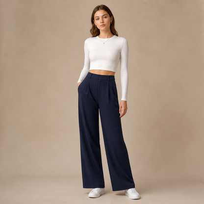 Pantalon Élise™ | Pantalon Tailleur Large Confort | Collection Essentielle
