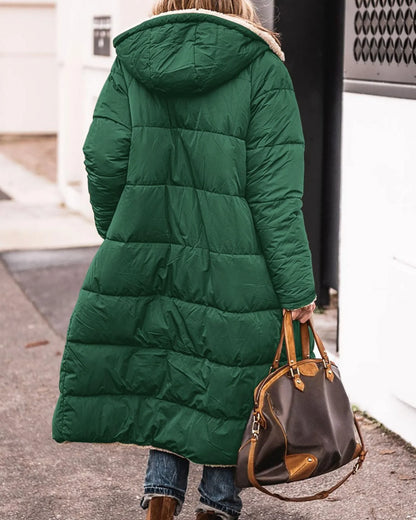 Manteau Long Réversible Sherpa a Capuche